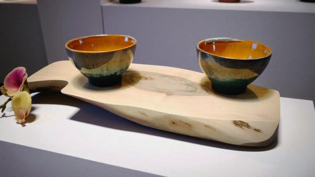 Planche apéro deux bols - Création Bois David