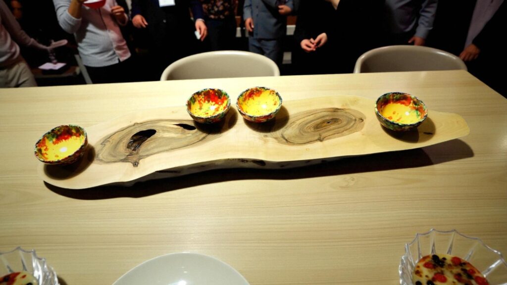 Planche apéro quatre bols - Création Bois David